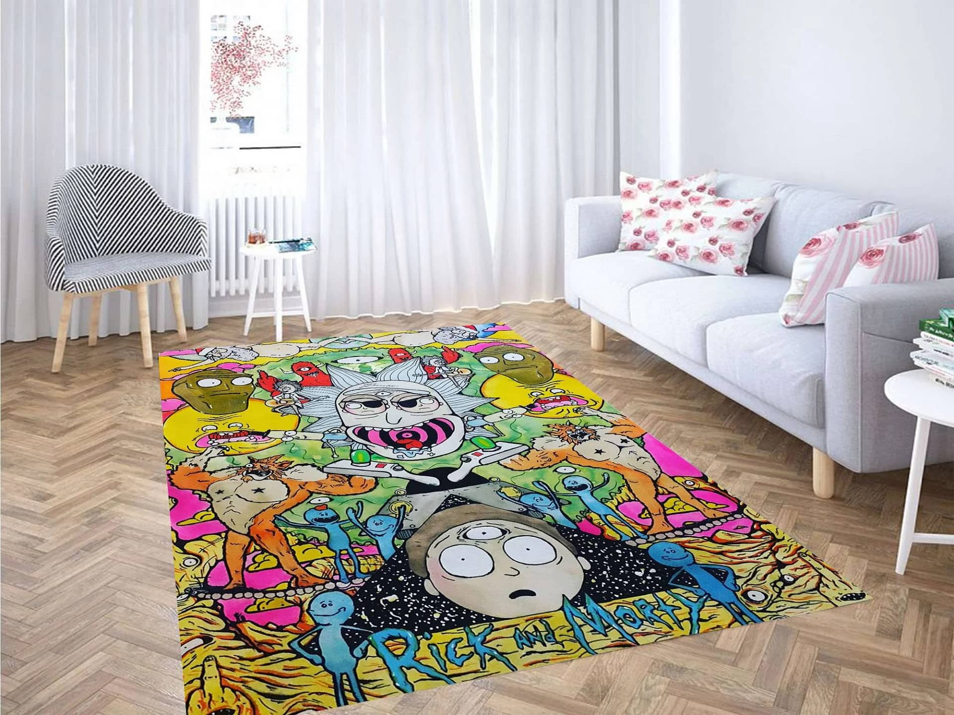 Rick And Morty Chaos Colorful Carpet Rug