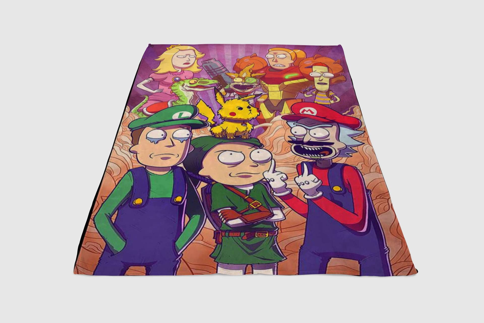 Rick And Morty Mario Bros Fleece Blanket