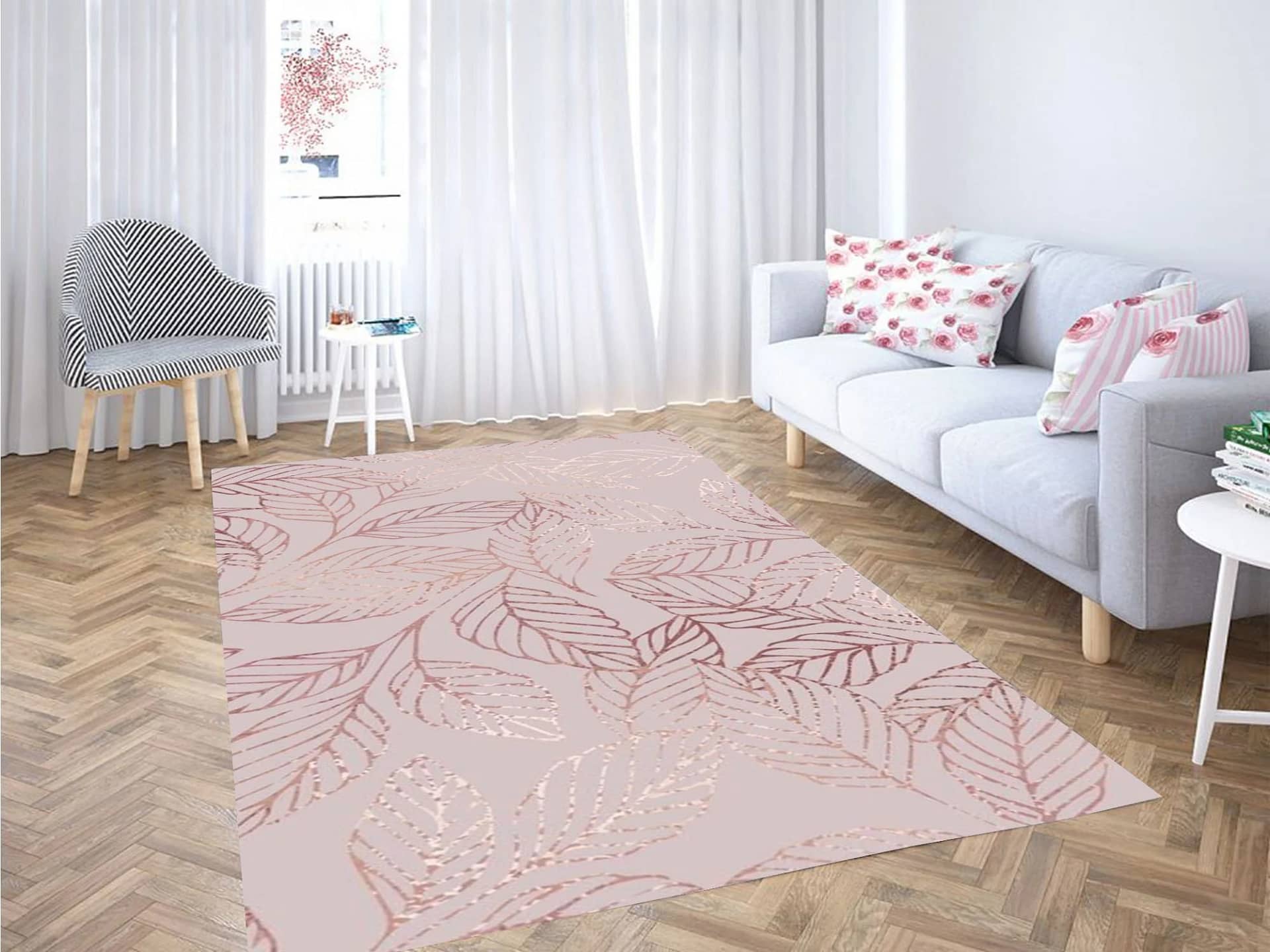 Rose Pink Wallpaper Carpet Rug