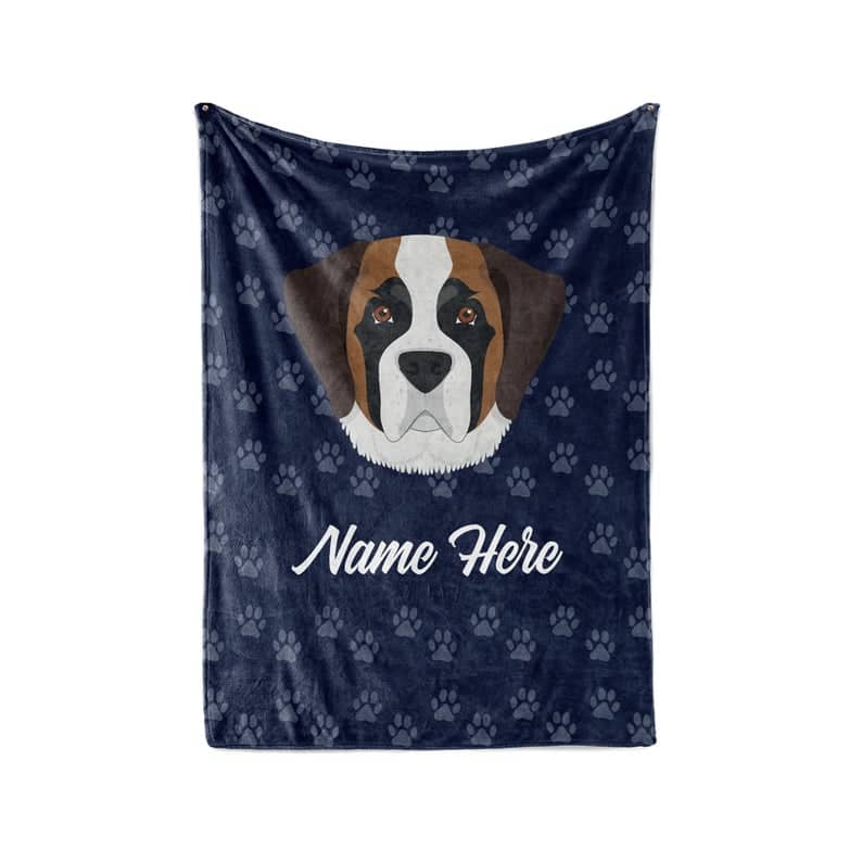 Saint Bernard Personalized Custom Fleece And Sherpa Blankets With Your Family Or Dog's Name - Great Gifts For Dog Lovers Fleece Blanket
