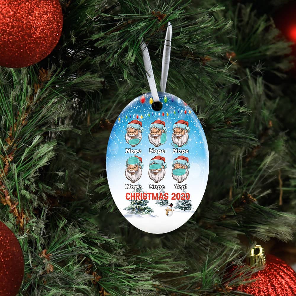Santa Christmas 2020 Ceramic Star Ornament Personalized Gifts