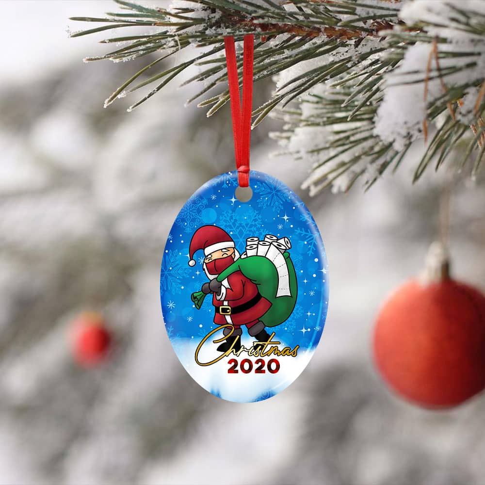 Santa Claus With Toilet Paper Christmas Ceramic Star Ornament Personalized Gifts