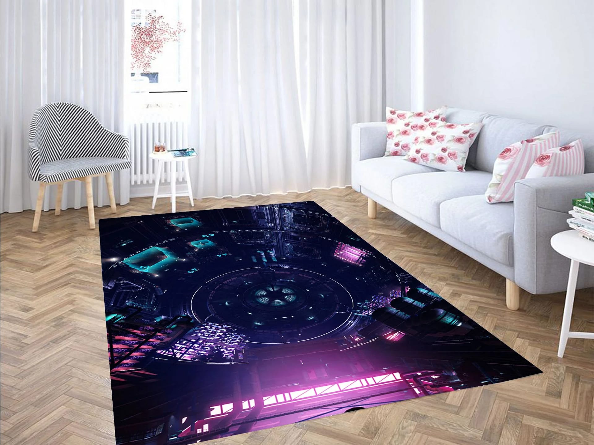 Sci Fi Futuristic Place Cyberpunk 2077 Carpet Rug