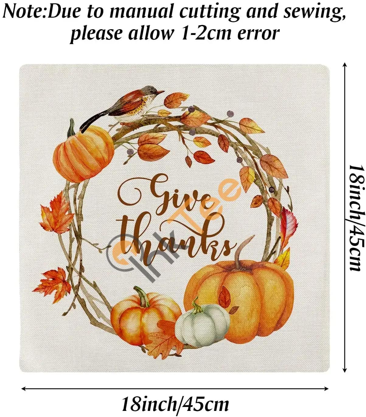 Inktee Store - Set Of 4 Autumn Theme Throw Pillowcase Farmhouse Thanksgiving Decorative Cotton Line Personalized Gifts Image