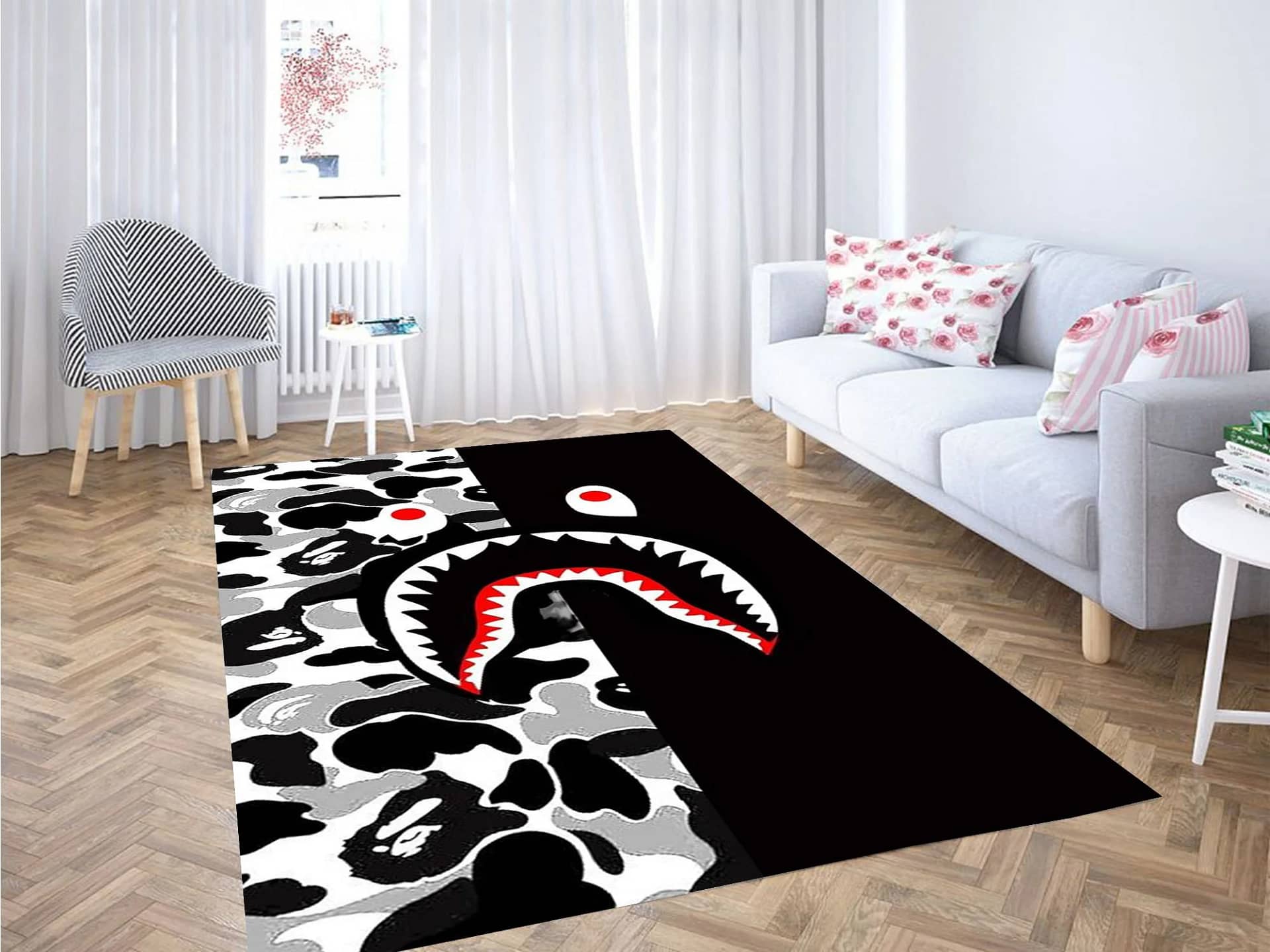 Shark Face Wallpaper Carpet Rug