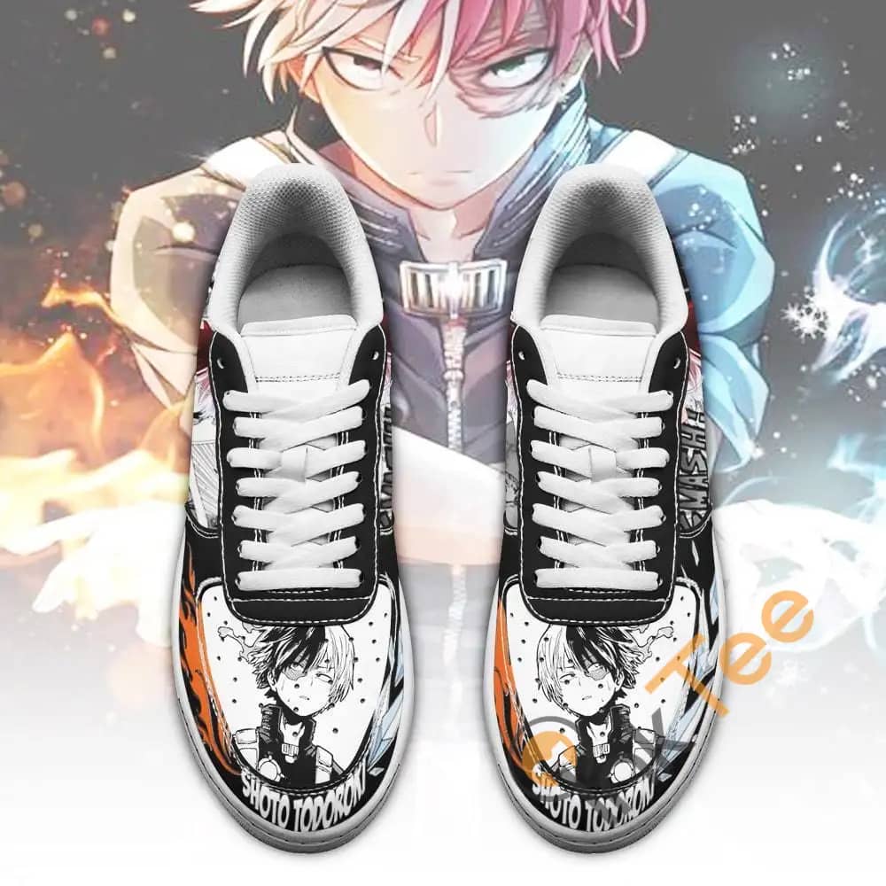 Shoto Todoroki Custom My Hero Academia Anime Fan Gift Amazon Nike Air Force Shoes