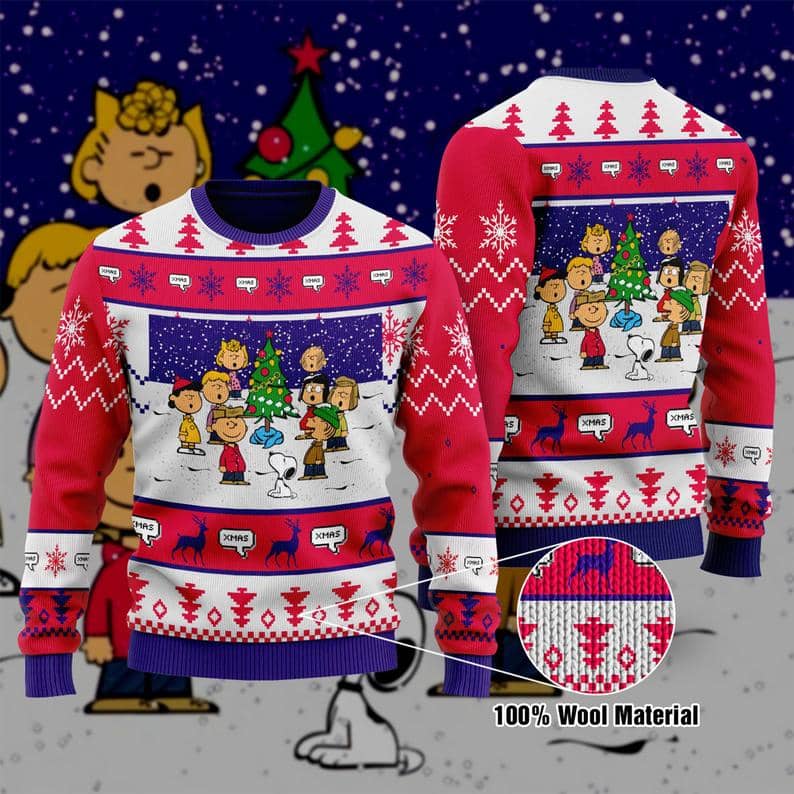 Snoopy Christmas Charlie Brown Unisex Adult Santa Claus 100% Wool Ugly Sweater