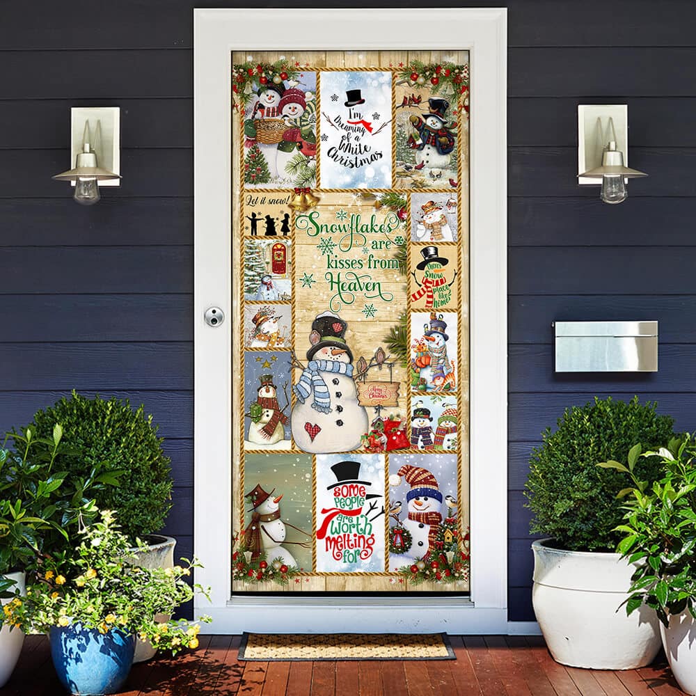 Inktee Store - Snowflakes Are Kisses From Heaven Snowman Door Cover Image