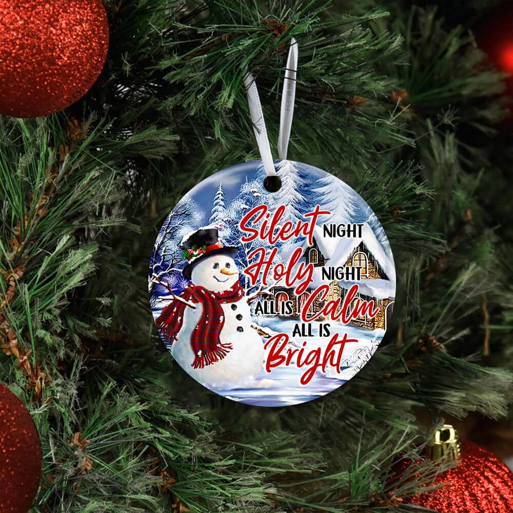 Snowman Christmas Ceramic Circle Ornament Personalized Gifts