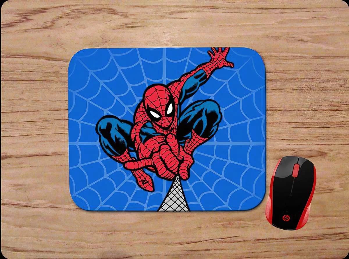 Spiderman Shooting Web Blue Background Home Pc Gaming Office Mouse Pads