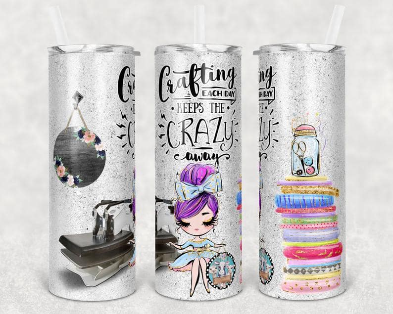 Sublimating Purple Hair Crafting Stainless Steel Tumbler