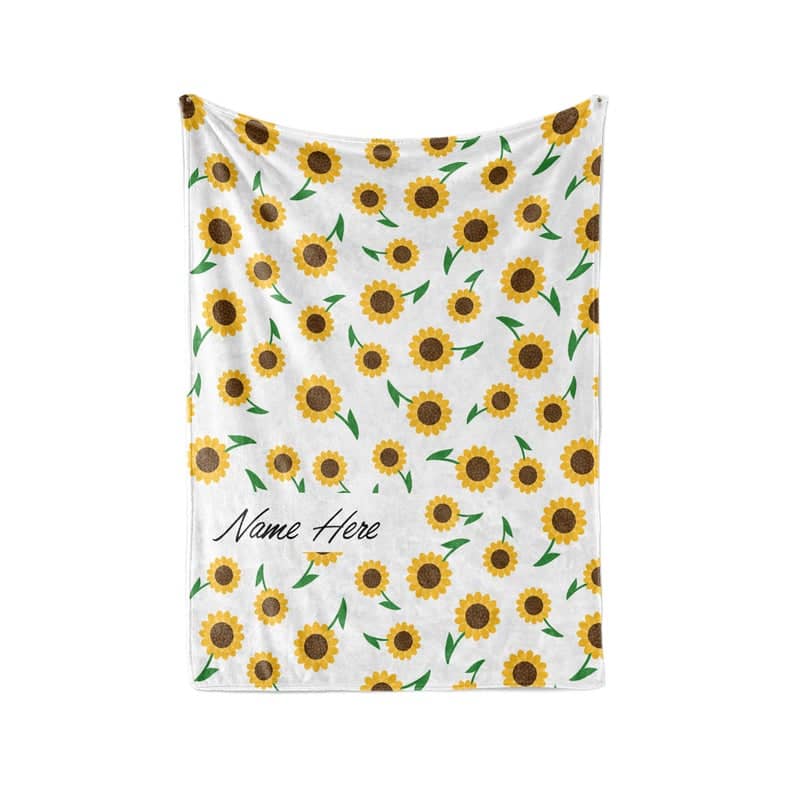 Sunflower Pattern - Personalized Custom Fleece And Sherpa Blankets With Your Child's Name Fleece Blanket