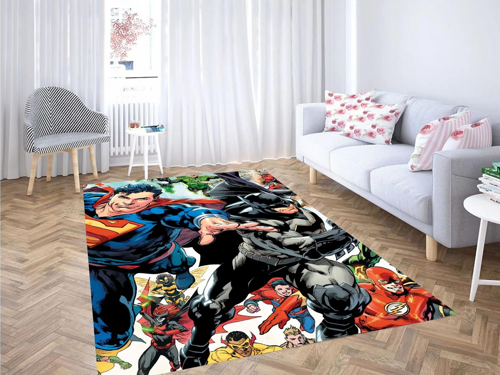 Superman And Batman With Another Character Carpet Rug