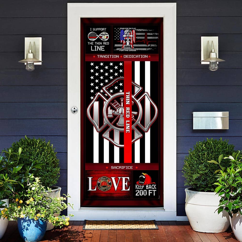 Inktee Store - Support Thin Red Line Door Cover Image