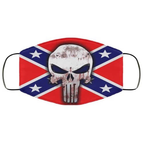 The Punisher On A Confederate Flag Skull Washable No4648 Face Mask