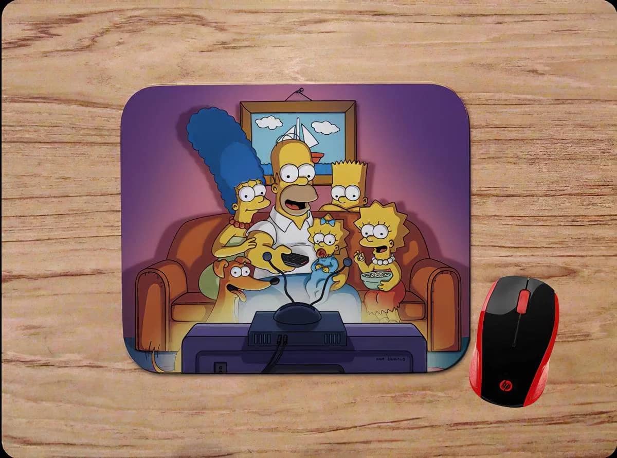 The Simpsons Characters Family Watching Tv Sofa Scene Mouse Pads