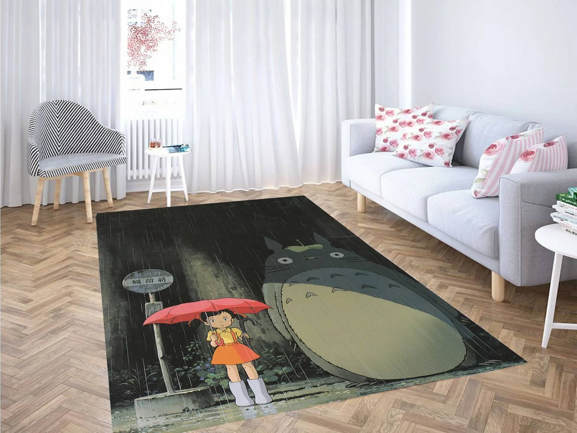 Totoro In The Rain Carpet Rug