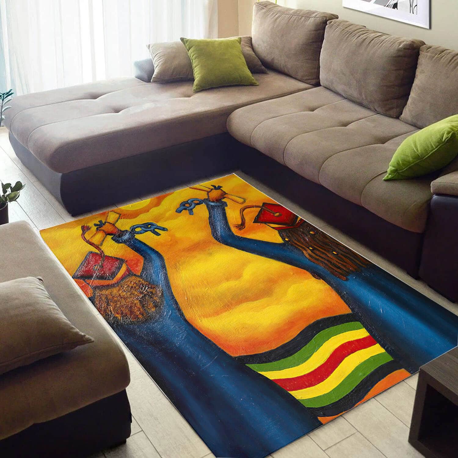 Trendy African American Adorable Print Safari Animals Design Floor Carpet Living Room Rug