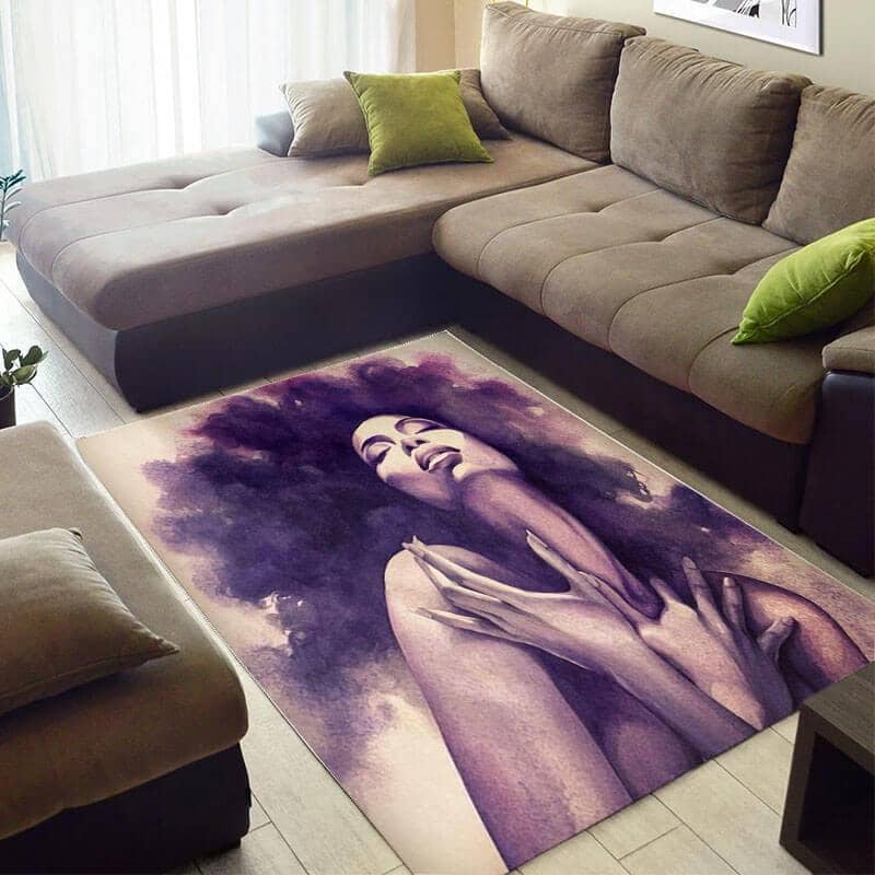 Trendy African American Cute Art Melanin Afro Woman Carpet Inspired Living Room Rug
