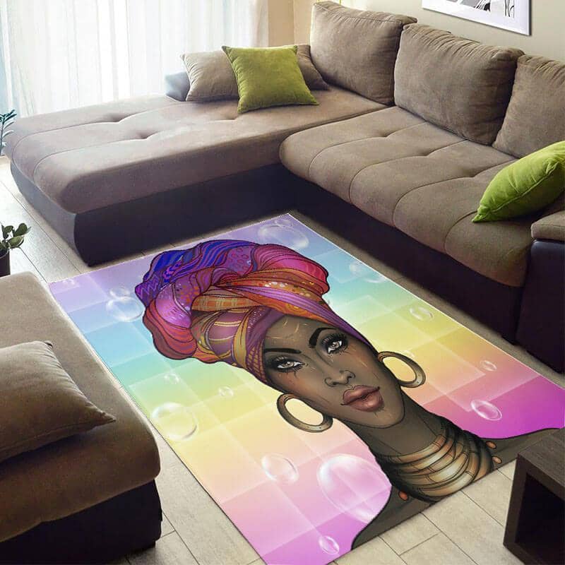 Trendy African American Fancy Black Queen Design Floor Carpet Inspired Home Rug