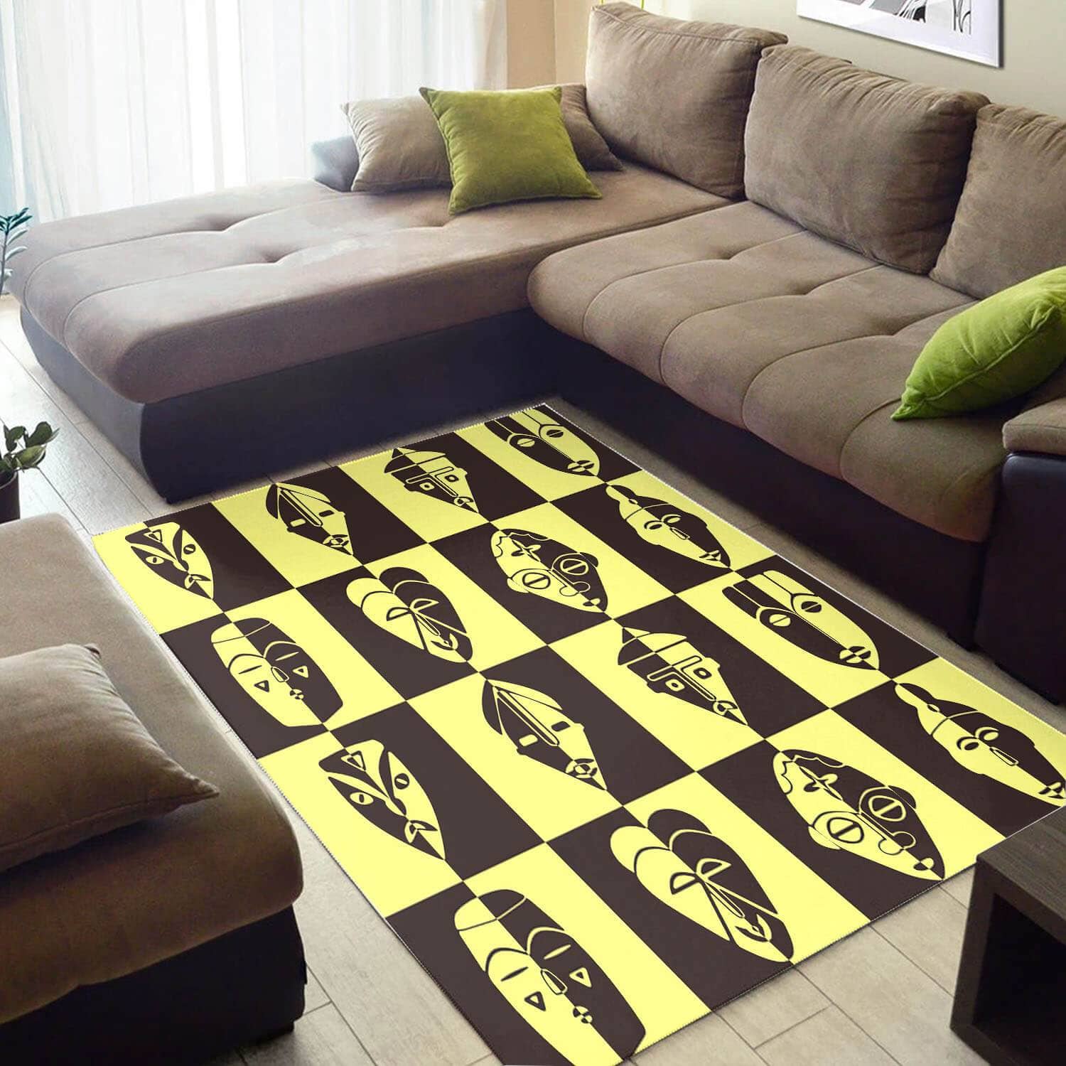 Trendy African American Graphic Art Afrocentric Pattern Themed Carpet Room Rug
