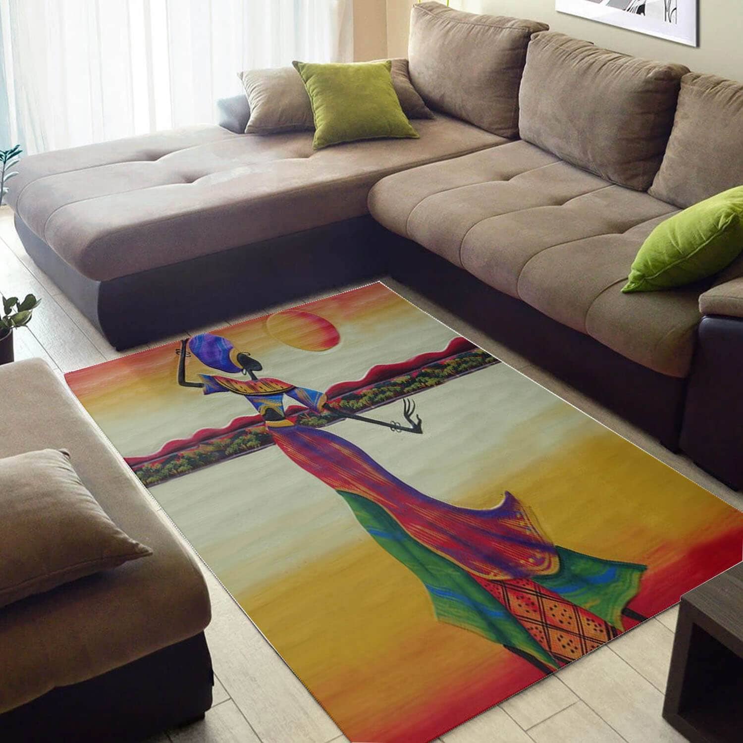 Trendy African Beautiful Inspired Woman Large Carpet Living Room Rug