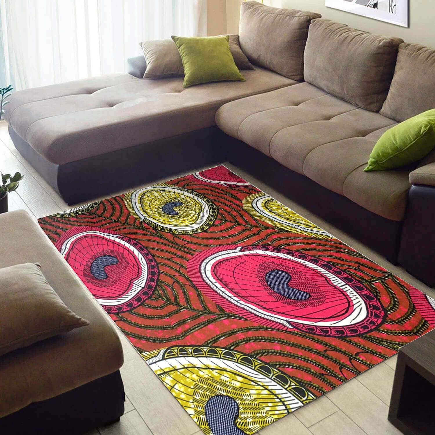 Trendy African Beautiful Themed Afrocentric Art Style Floor Inspired Living Room Rug