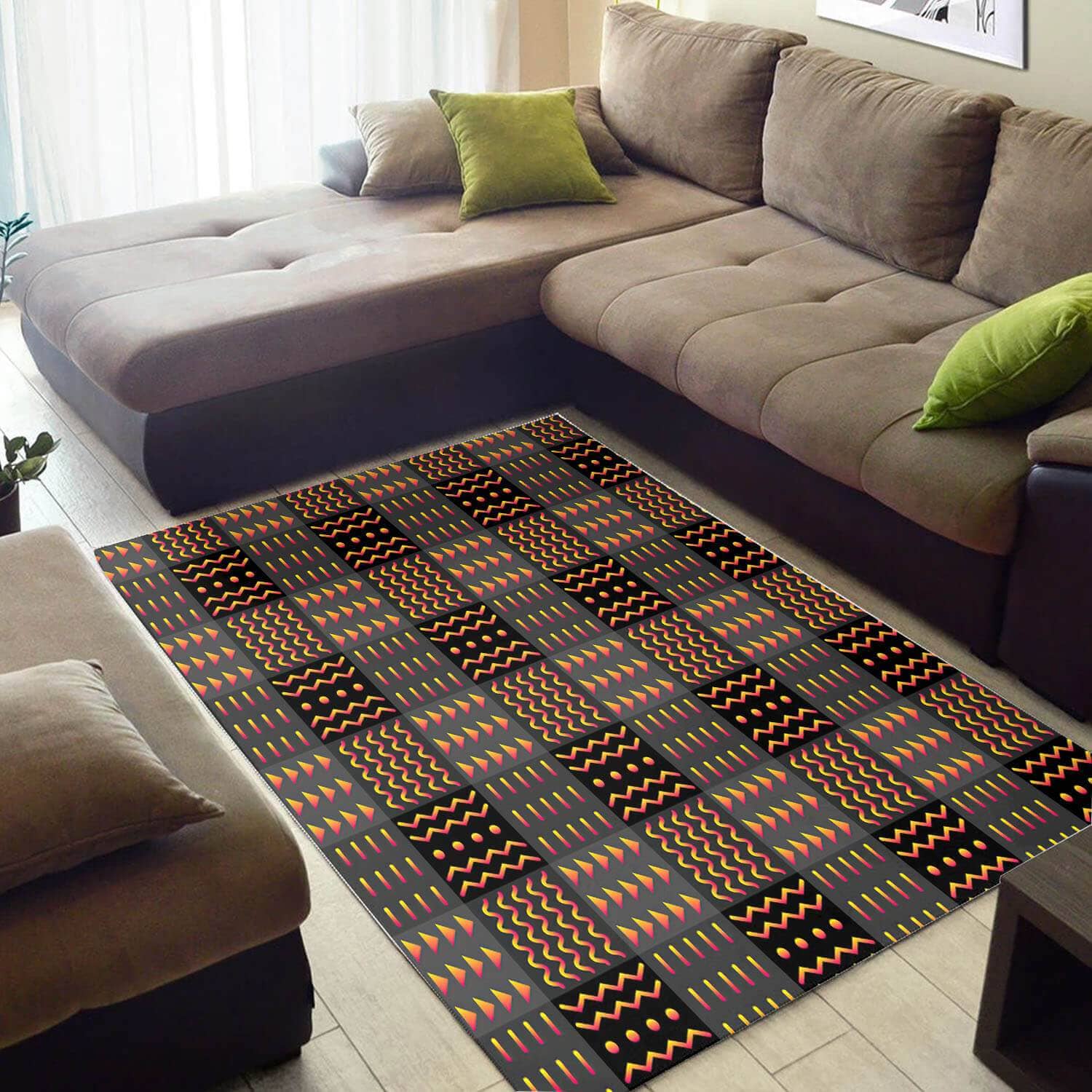 Trendy African Colorful Afrocentric Seamless Pattern Large Themed Home Rug