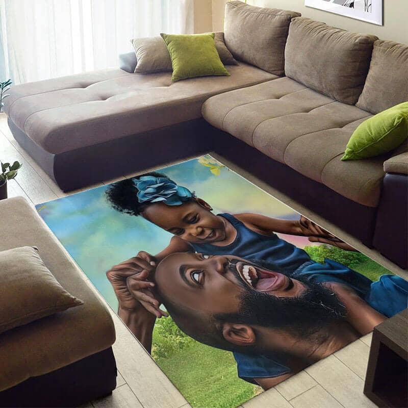 Trendy African Cute Inspired King Men Dad And Daughter Large Themed Home Rug