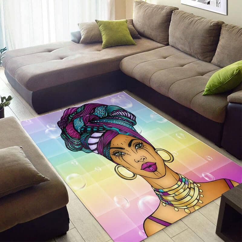 Trendy African Cute Inspired Melanin Afro Woman Style Area Themed Home Rug