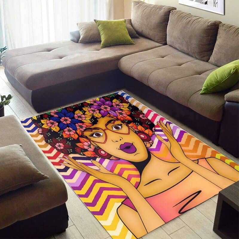 Trendy African Cute Print Melanin Woman Style Carpet Inspired Home Rug