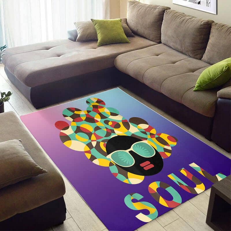 Trendy African Fancy American Art Lady Colorful Soul Themed Carpet Style Rug