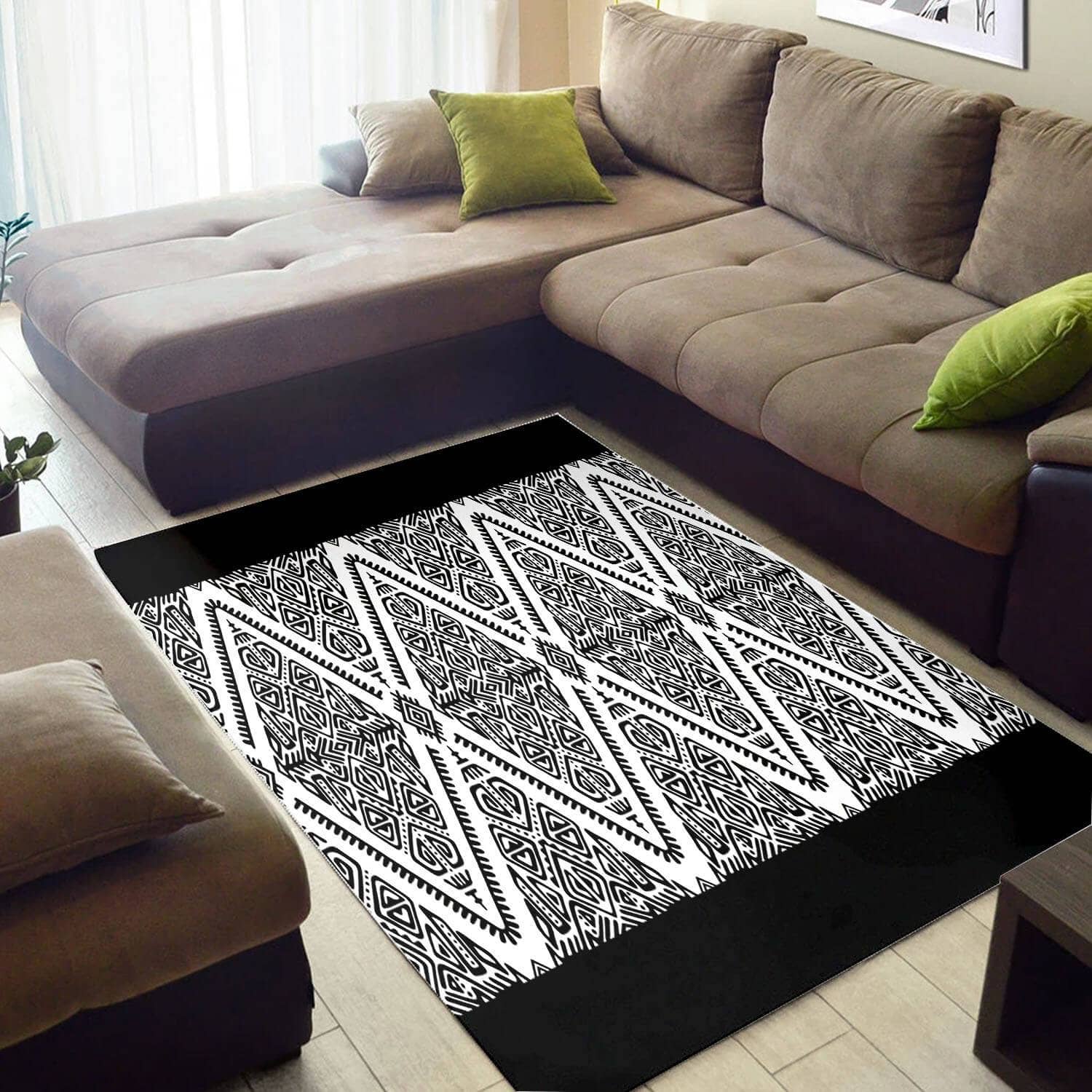 Trendy African Inspired Ethnic Seamless Pattern Themed Living Room Rug