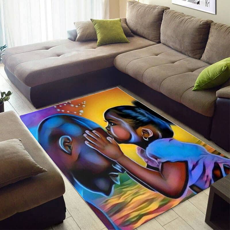 Trendy African Style Cute American Melanin Afro Girl Large Carpet Themed Home Rug