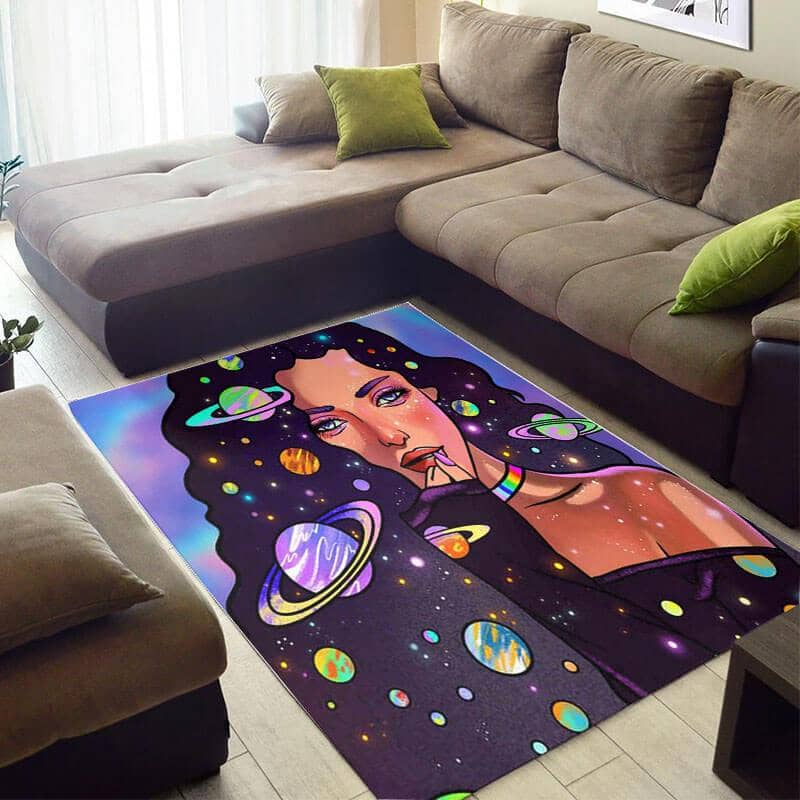 Trendy African Style Pretty American Art Black Girl Large Inspired Home Rug