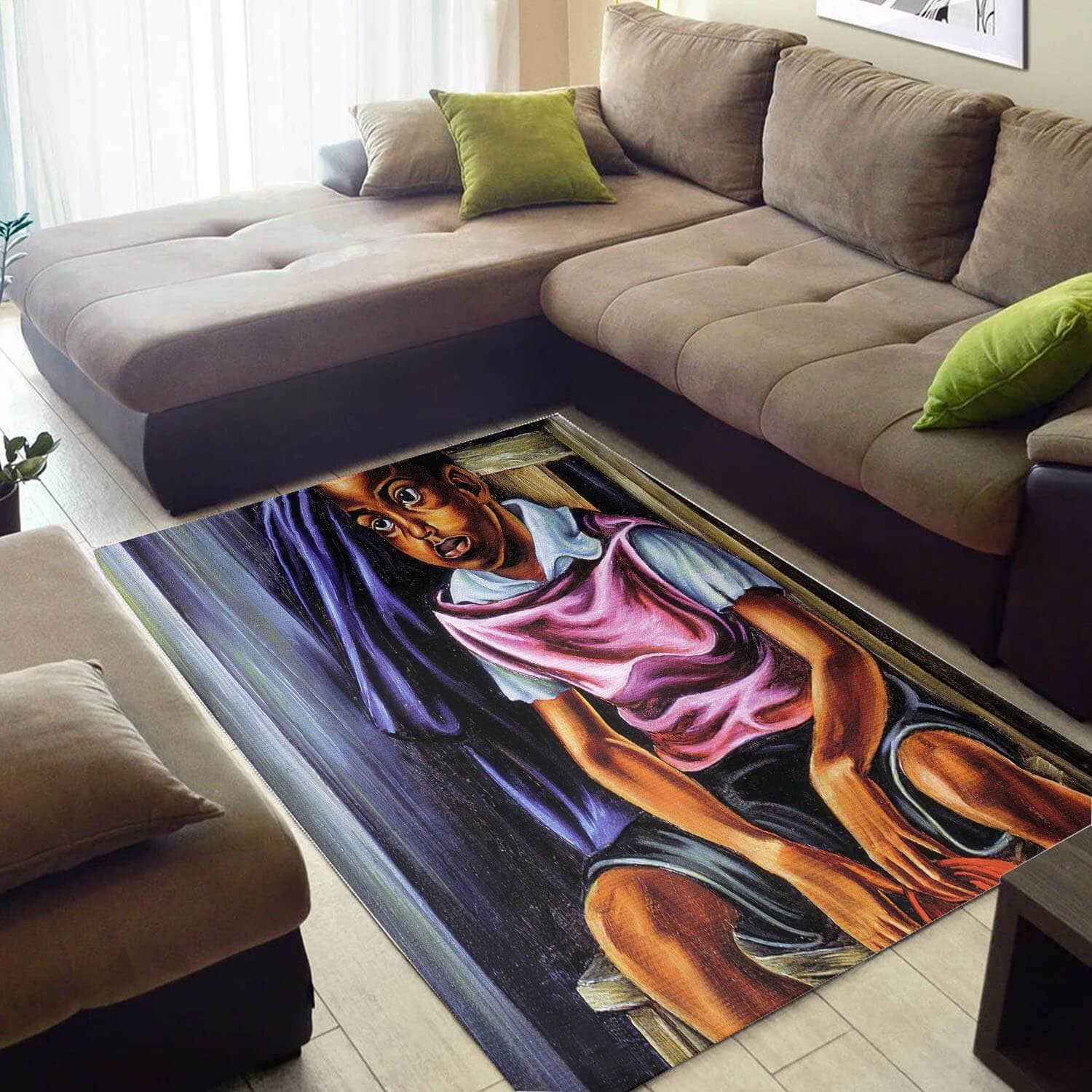 Trendy African Style Pretty Black Queen Design Floor Inspired Living Room Rug