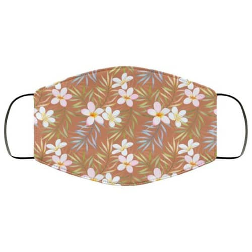 Tropical Leaves And Plumeria Flowers Washable No4749 Face Mask
