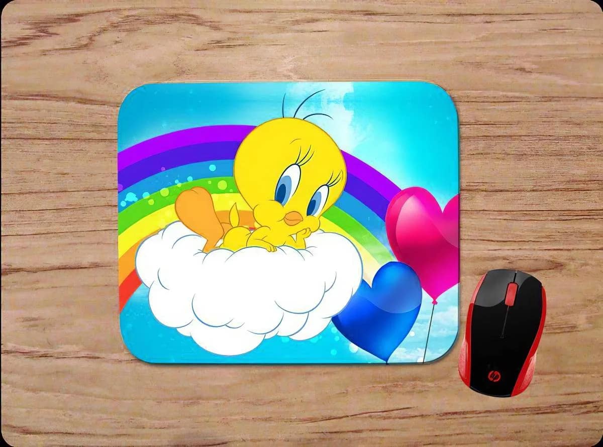 Tweety Bird Rainbow Cloud Hearts Mouse Pads