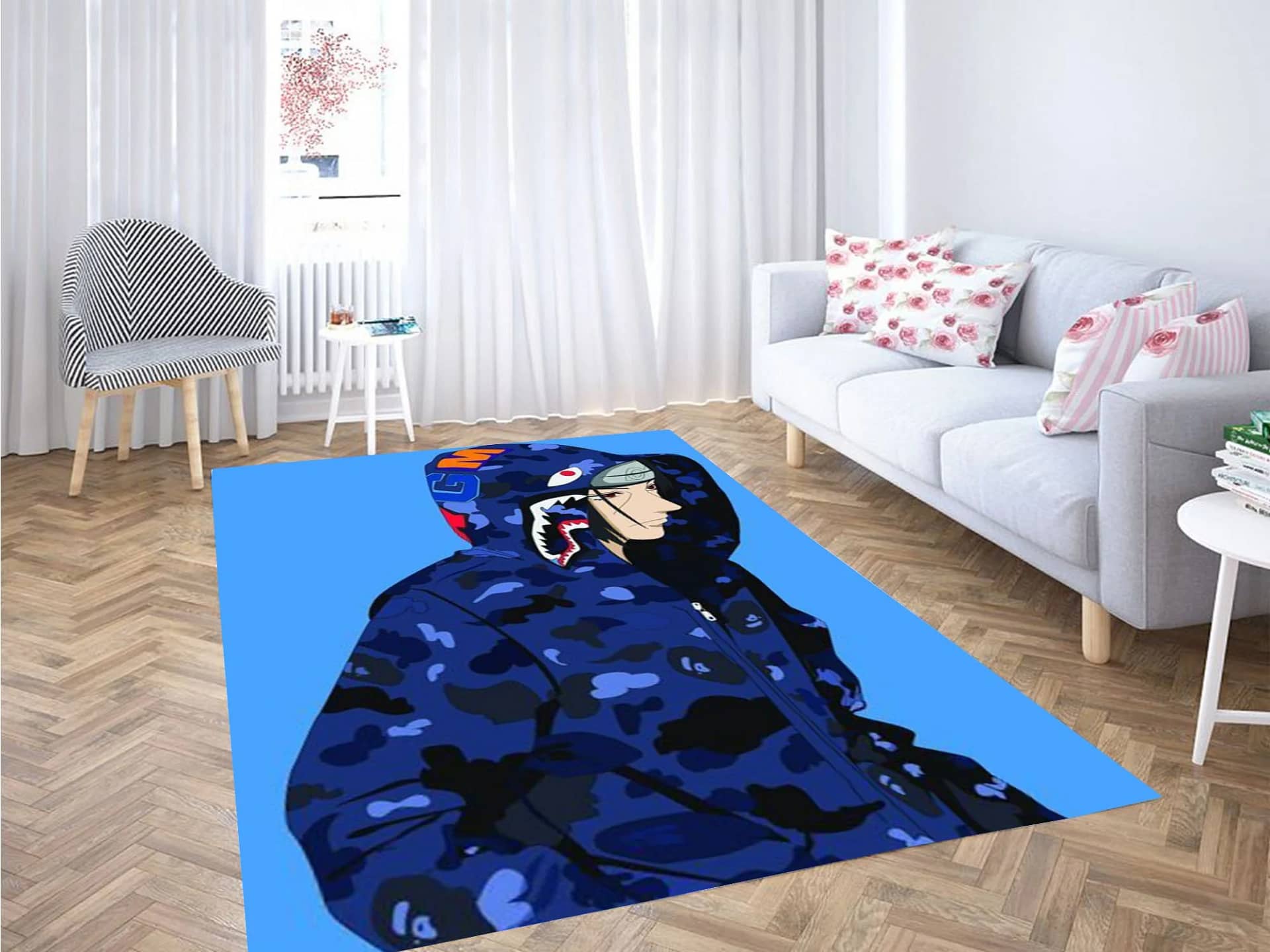 Uchiha Wear Blue Bape Carpet Rug