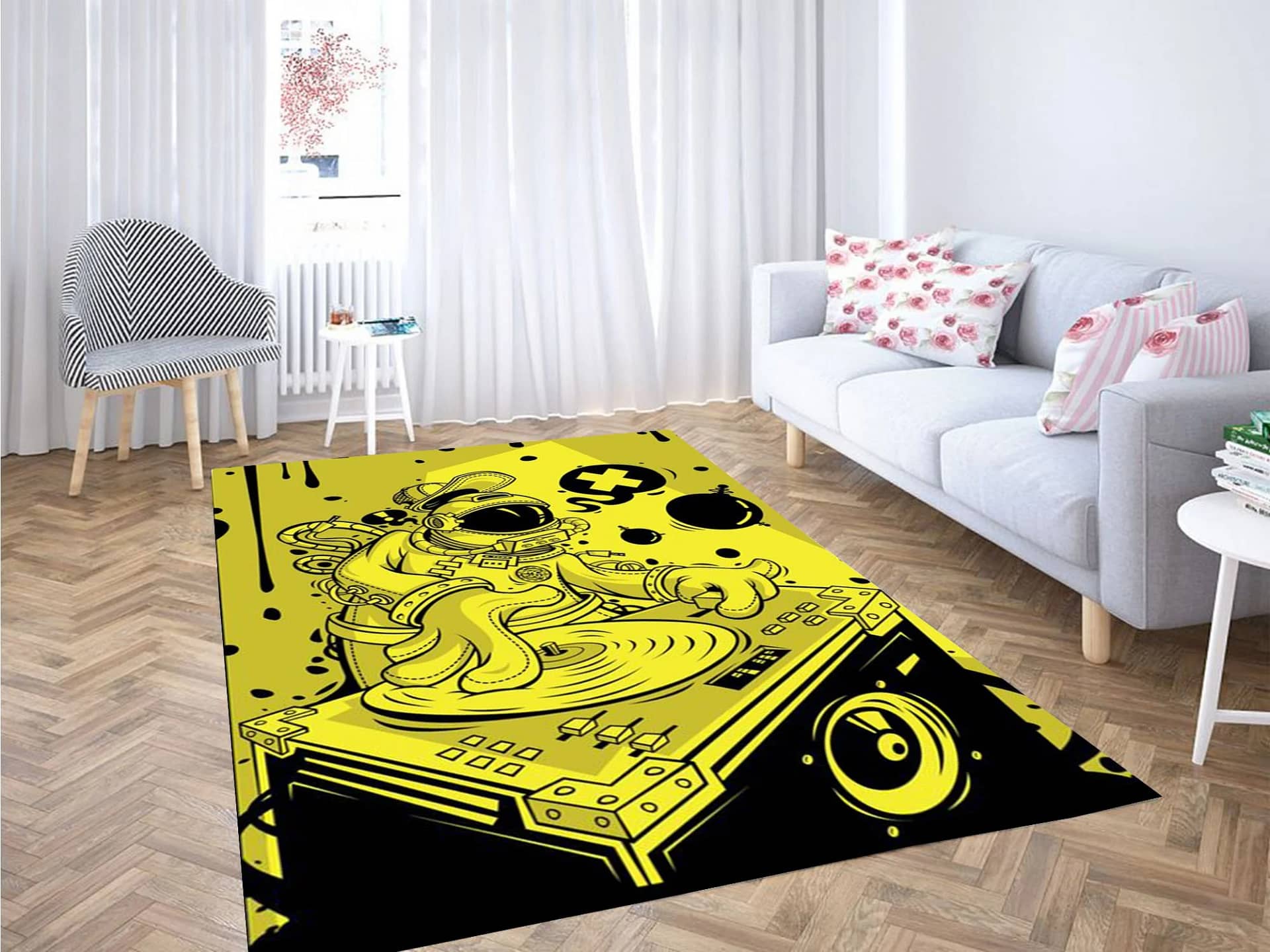 Vector Tekno Yellow Wallpaper Carpet Rug