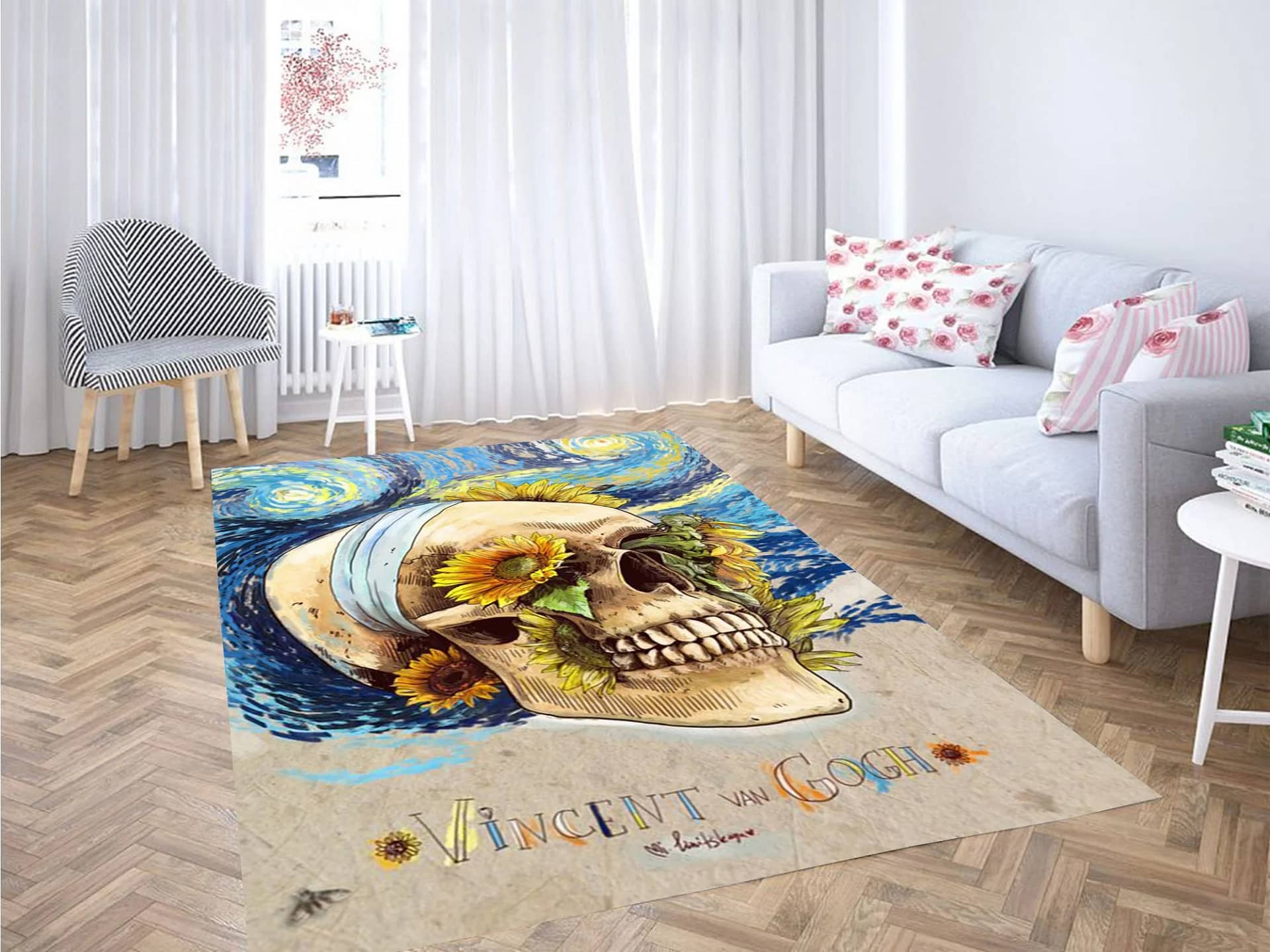 Vincent Van Gogh Skulls Carpet Rug