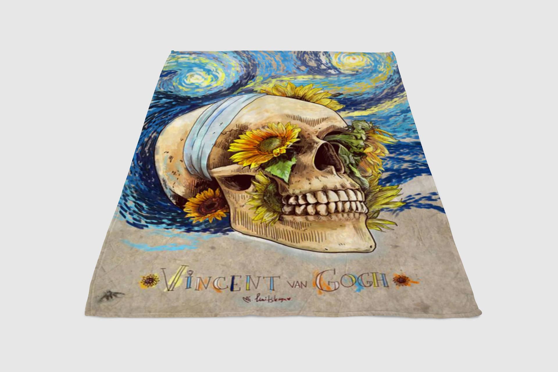 Vincent Van Gogh Skulls Fleece Blanket