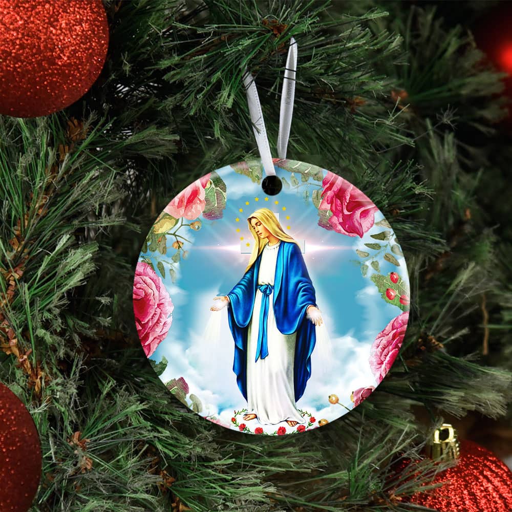 Virgin Mary Ceramic Circle Ornament Personalized Gifts