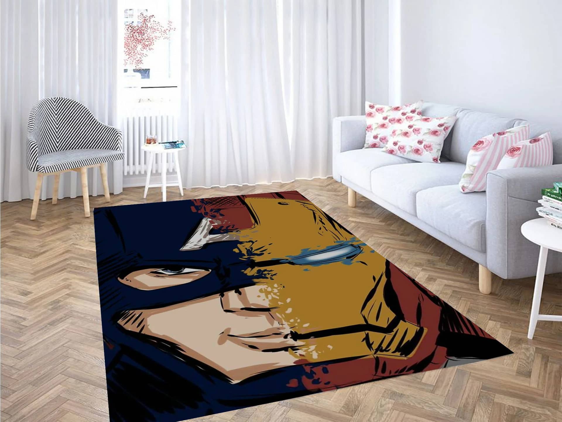 Wallpaper Iron Man And Captain America Carpet Rug