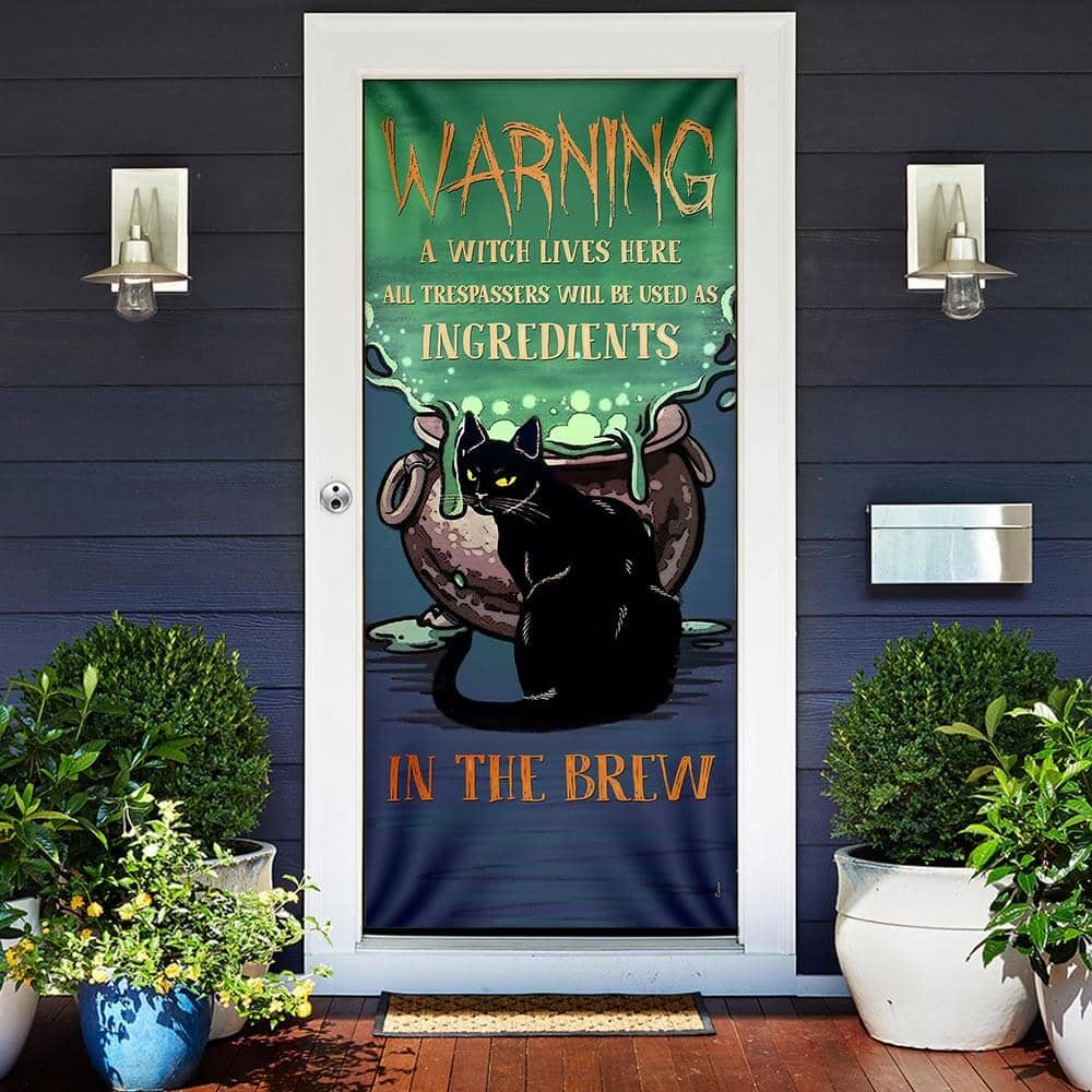 Inktee Store - Warning A Witch Lives Here Door Cover Image