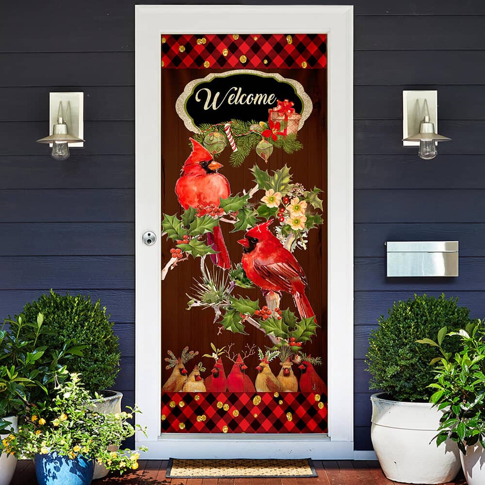 Inktee Store - Welcome Home Cardinal Christmas Door Cover Image