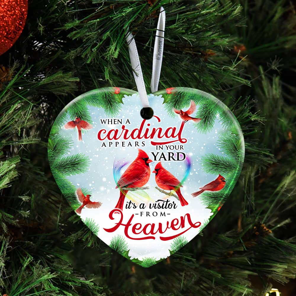 When A Cardinal Appears In Your Yard It�s A Visitor From Heaven Ceramic Oval Ornament Personalized Gifts