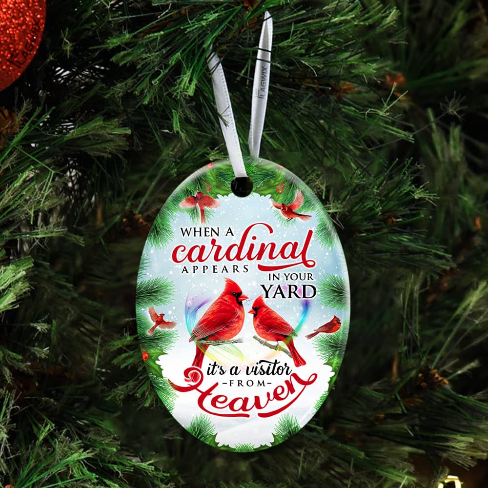 When A Cardinal Appears In Your Yard It�s A Visitor From Heaven Ceramic Star Ornament Personalized Gifts