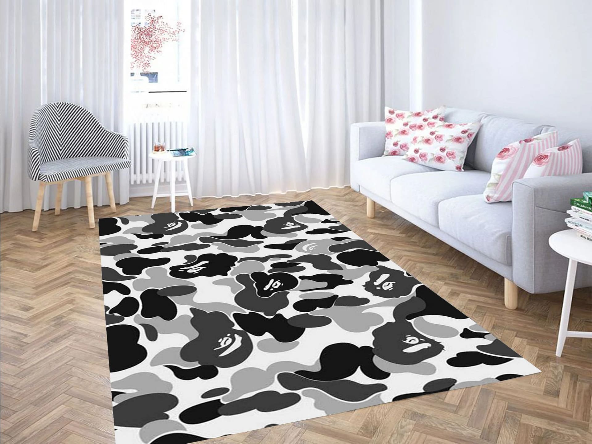 White Bape Camo Background Carpet Rug