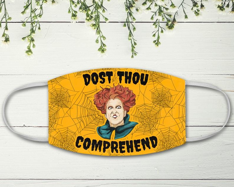 Winifred Sanderson Don't Thou Comprehend Hocus Pocus Sisters Spiderwebs Halloween Witch Disney Fans Face Mask